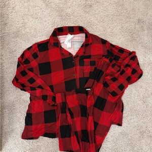 Women’s Maurices Red and Black Plaid Pajama Set - XXL